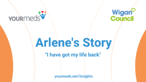 YOURmeds branding with Arlene's Success Story written on top of it