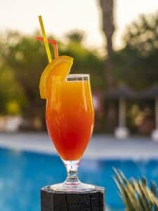 Fruity non-alcoholic cocktail of orange juice and grenadine